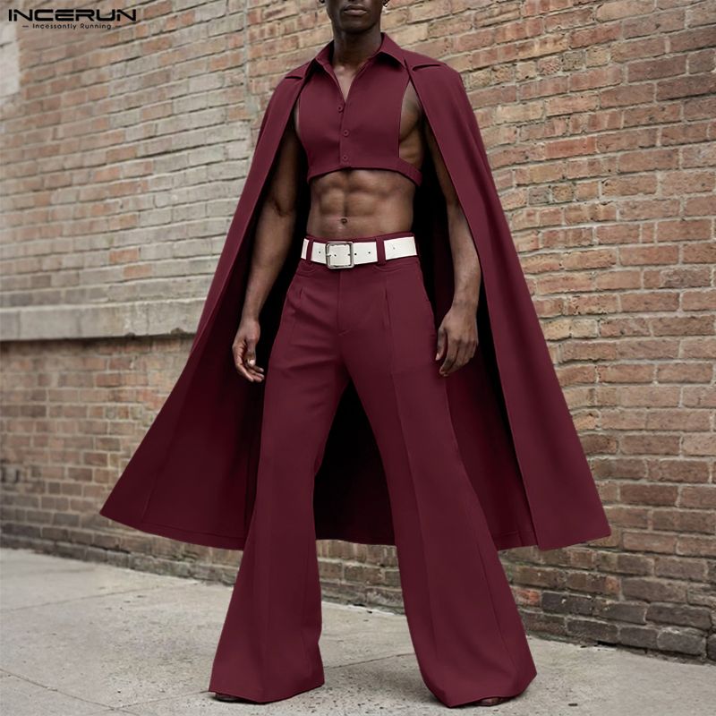 Men'S Fashion Pants - INCERUN Erkek Setleri Düz Renk Yaka
