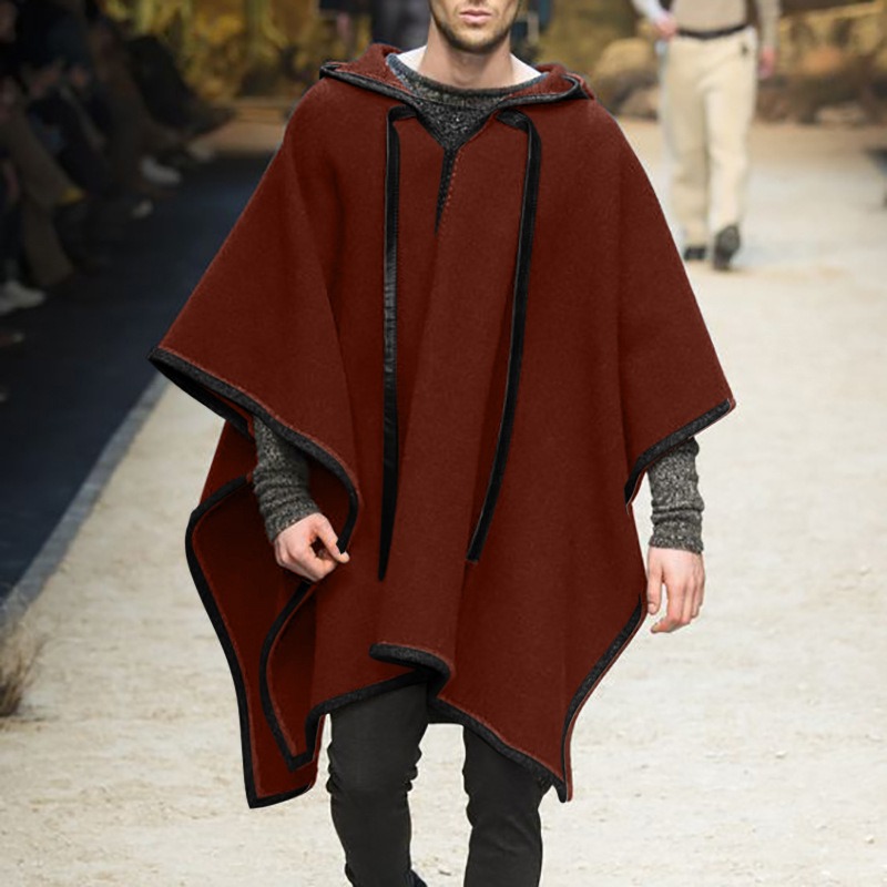 Mens Fashion Poncho - Moda Erkek Düzensiz Tarz Havalı Pelerin