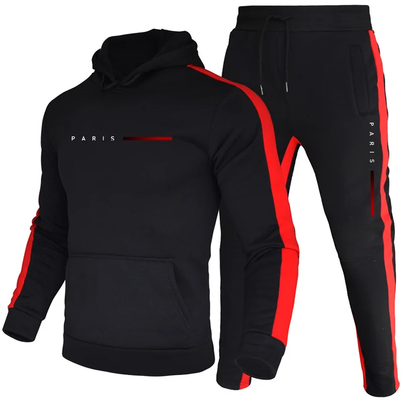 Men'S Fashion Pants - Paris Modası Erkek Kapüşonlu Üst Seti