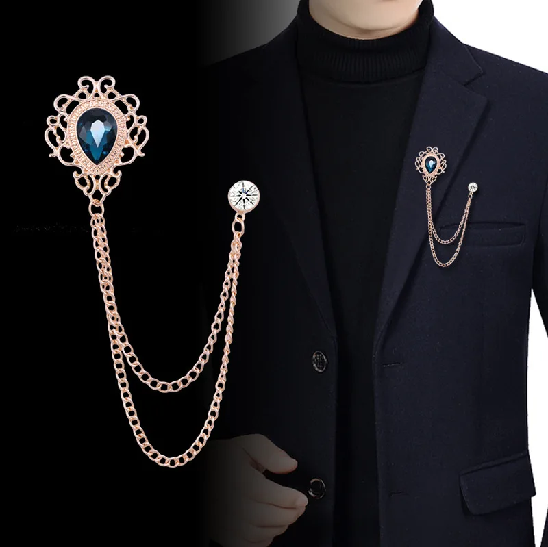 Men'S Fashion Jewelry - Yeni Vintage Püsküllü Zincirli Kristal Yaka