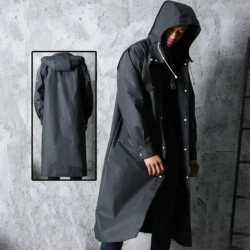 Mens Fashion Poncho - Siyah moda yetişkin su geçirmez uzun