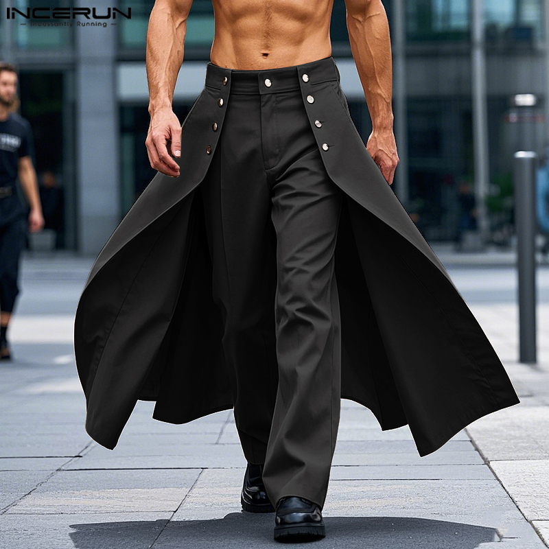 Men'S Fashion Pants 2025 - INCERUN Erkekler Düzensiz Pantolon Düz Renk