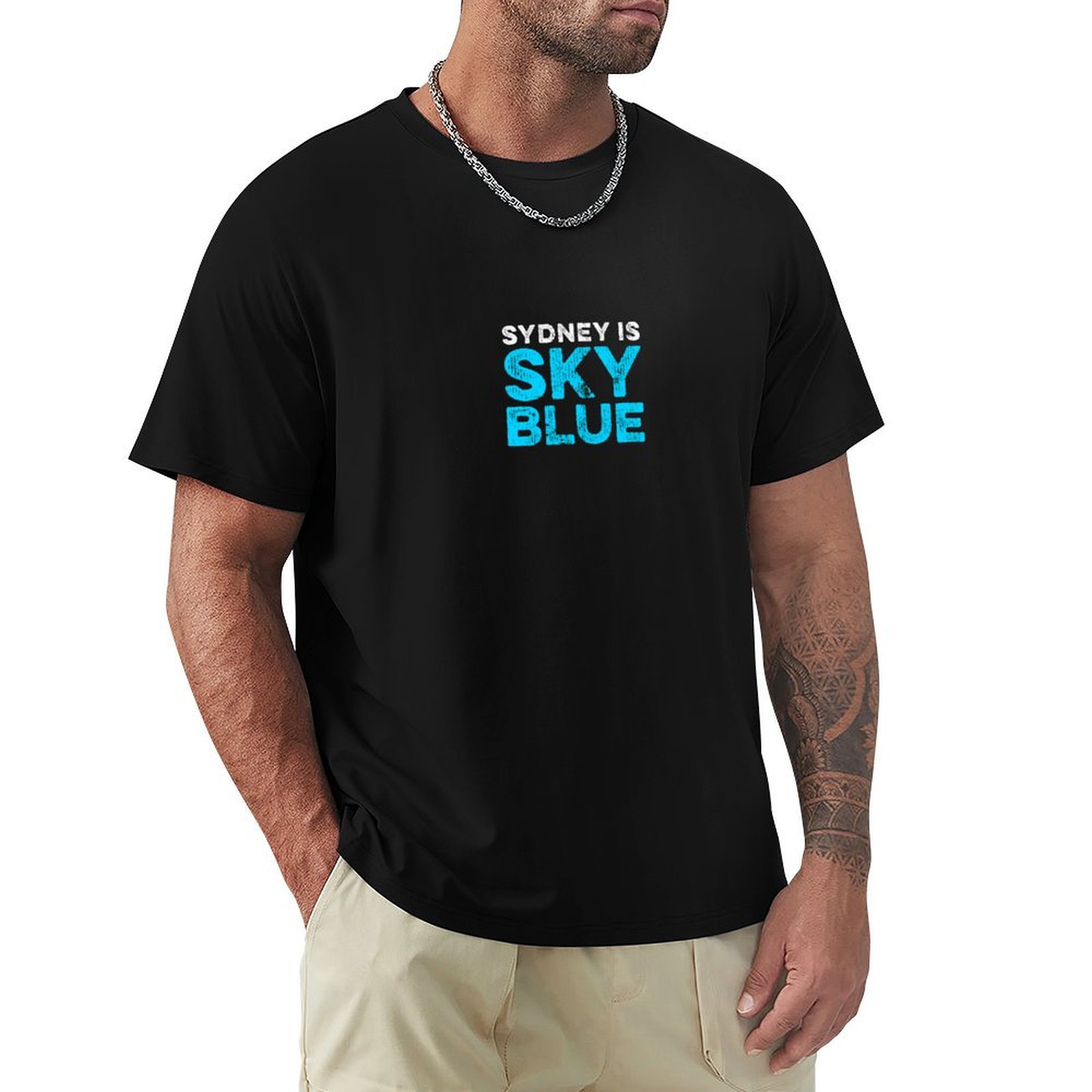 Men'S Fashion Sydney - Sydney gökyüzü mavisi tişört Yaz Modası