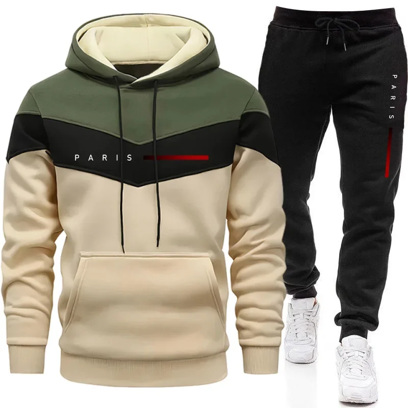Men'S Fashion Pants - Paris Modası Erkek Kapüşonlu Takım Günlük