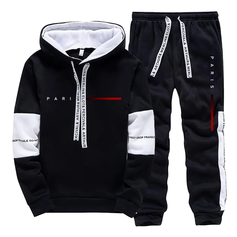 Men'S Fashion Pants - Erkek Takımı Paris Modası Kapüşonlu Üst