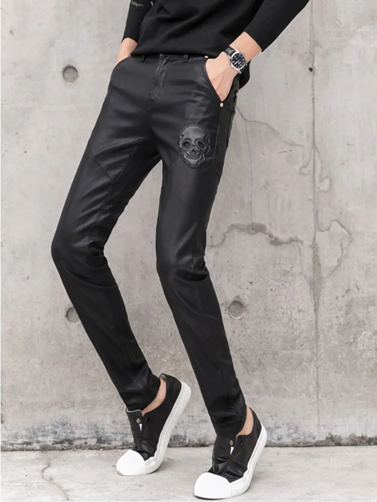 Men'S Fashion Pants 2025 - 2025 Yeni Erkek Siyah Suni Deri