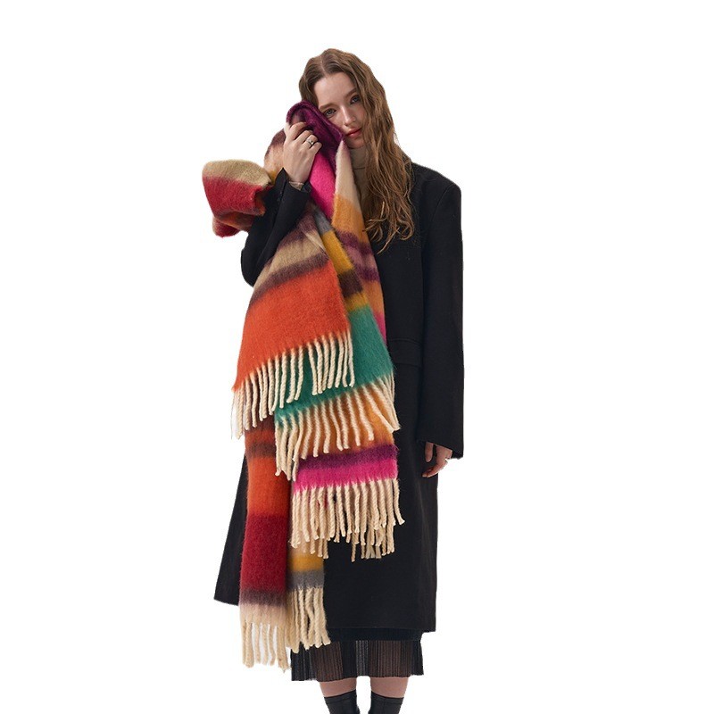 Yeni Kış Gökkuşağı Ekose Fırça - Mens Fashion Poncho incelemesi ve fiyatı