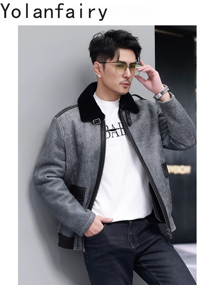 YOLANFAIRY Kısa Doğal Kürk Ada - Men'S Fashion Zipper Jacket incelemesi ve fiyatı