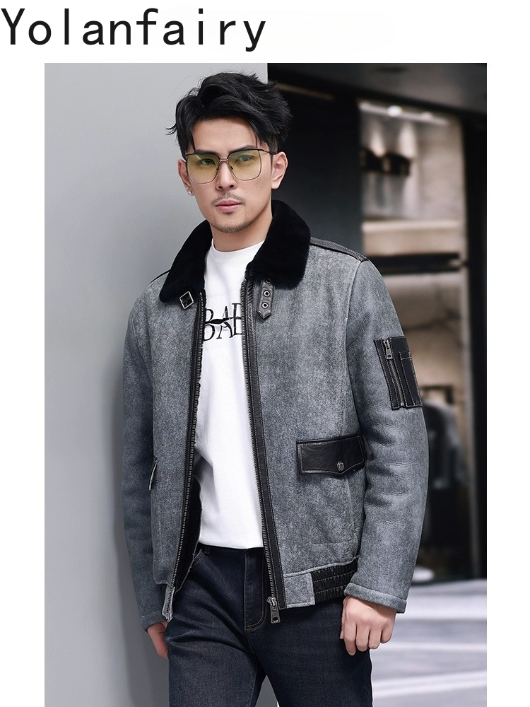YOLANFAIRY Kısa Doğal Kürk Ada - Men'S Fashion Zipper Jacket incelemesi ve fiyatı