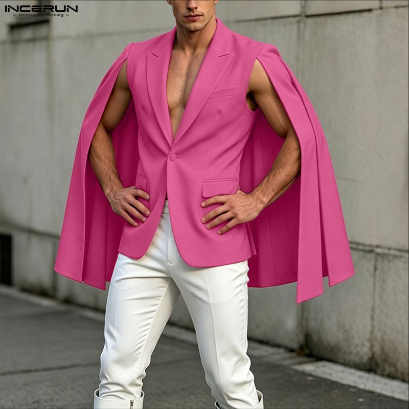 INCERUN erkek Düzensiz Blazer  - Mens Fashion Poncho incelemesi ve fiyatı