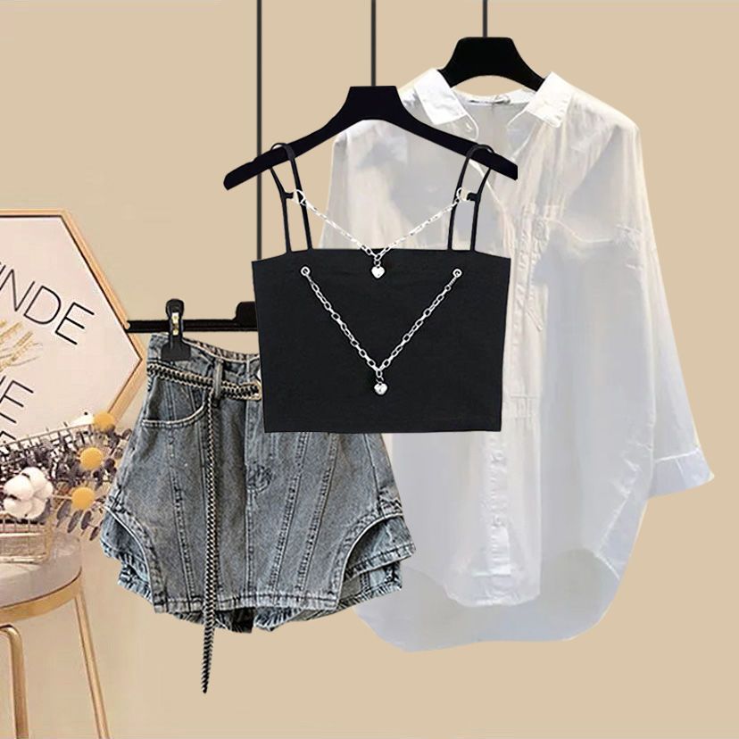 Yaz Set kadın 2024 yeni kore m - Jeans Shirt Fashion For Men incelemesi ve fiyatı
