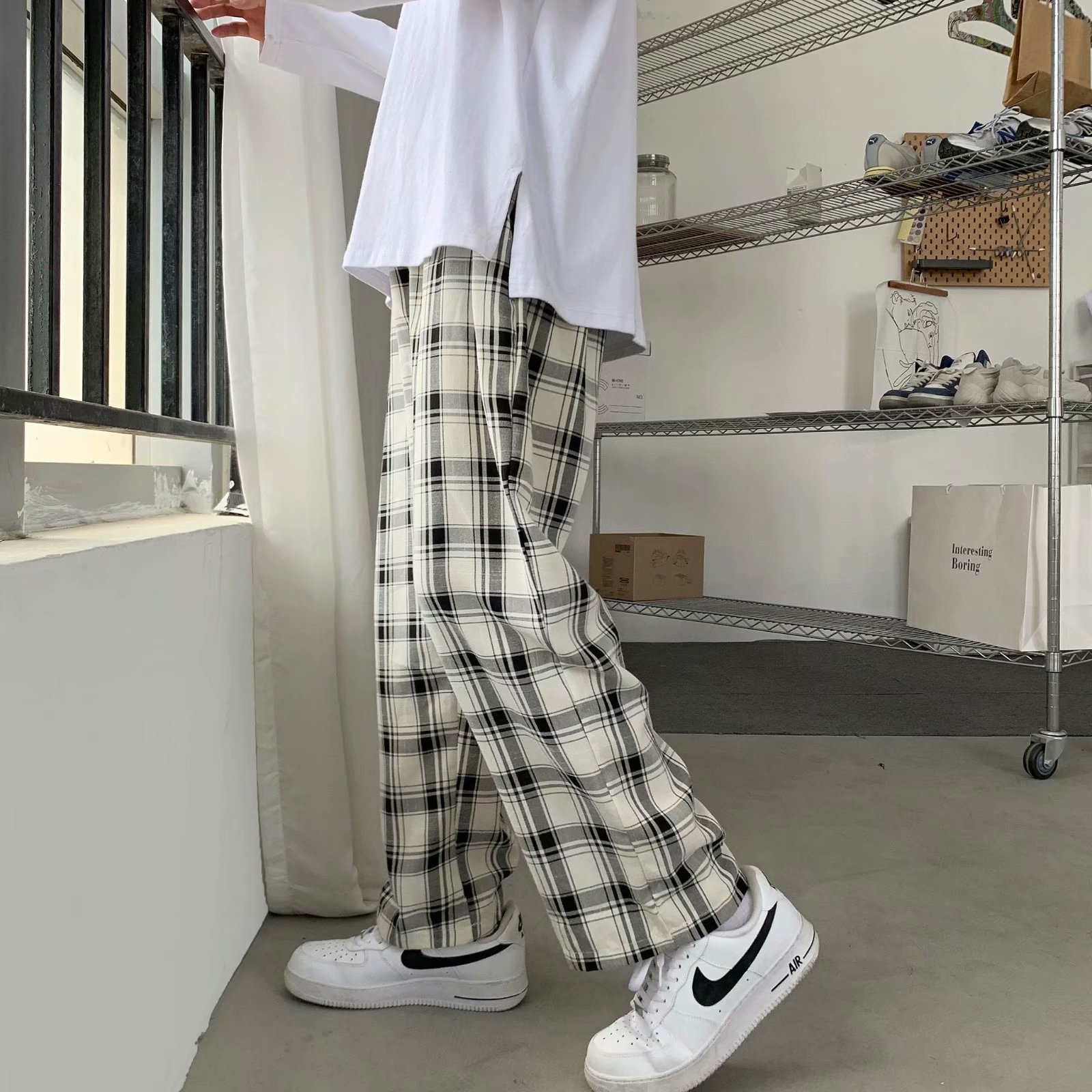 Erkek Ekose Pantolon Kore Stil - Men'S Fashion Trousers incelemesi ve fiyatı