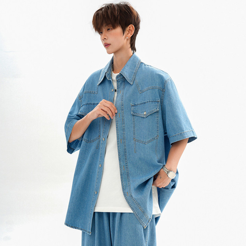 WTHT Moda erkek Patchwork Cepl - Jeans Shirt Fashion For Men incelemesi ve fiyatı